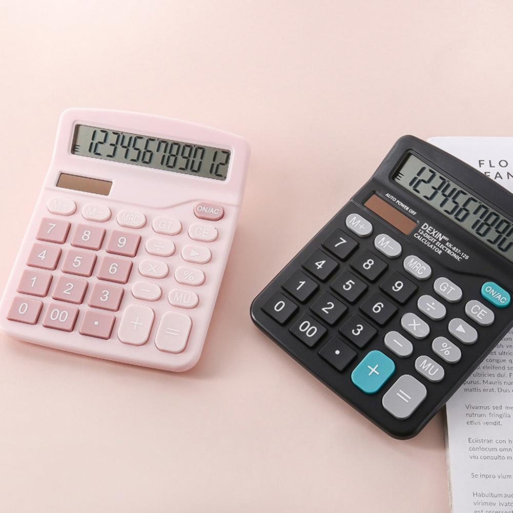 Business Calculator Comfortable Buttons Power Supply Solar Calculator 12 Digits Solar Battery Basic Office Calculator