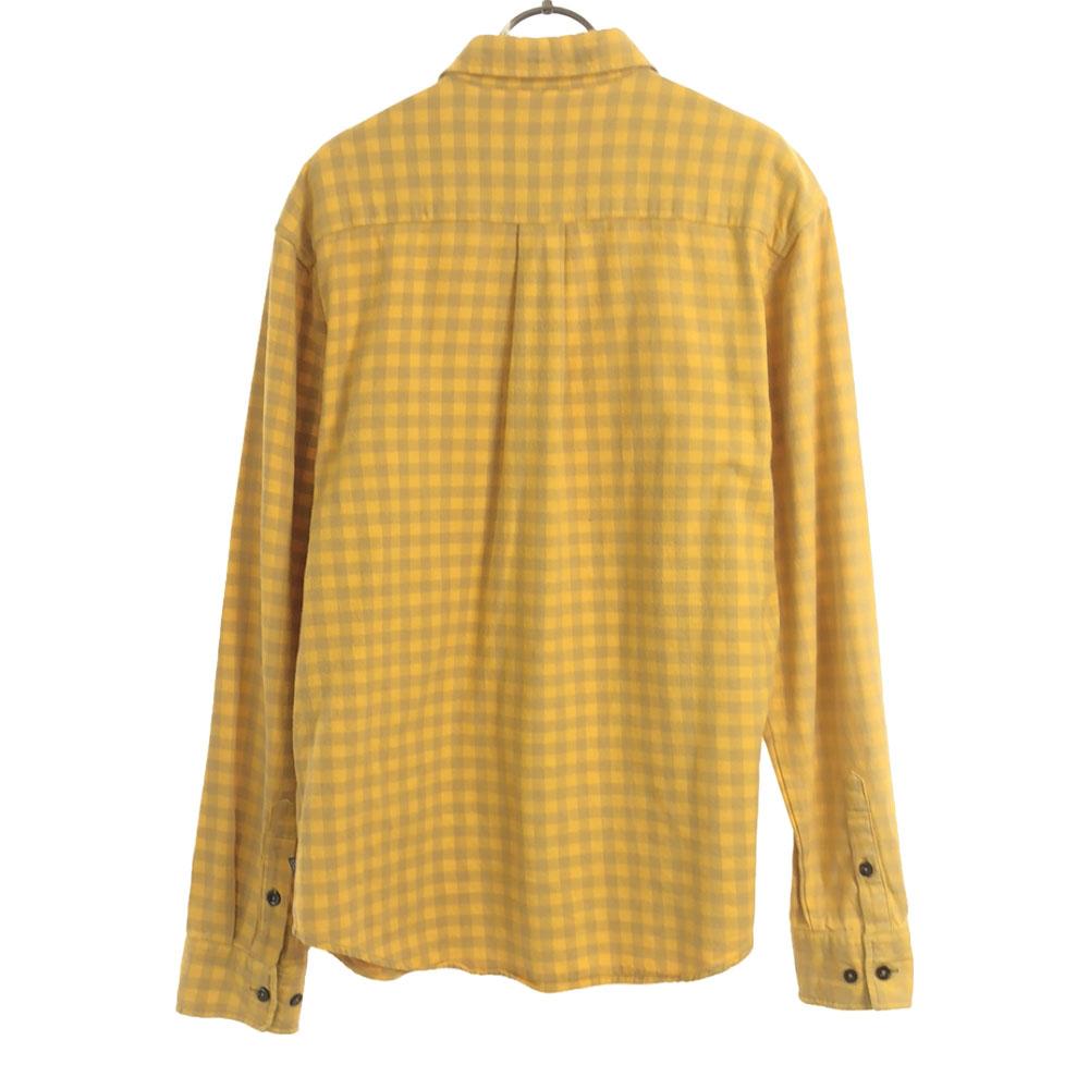 Stussy Check Pattern Long Sleeve Cotton Shirt L Yellow Men's Used