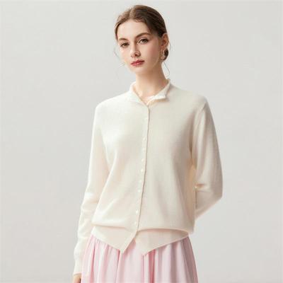 Lekasha Cashmere Twelve-Needle Buttoned Stand Collar Cardigan for Autumn and Winter