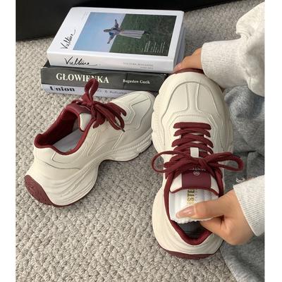 Autumn and Winter New Thick-soled Shallow Mouth Simple Commuter Dad Shoes Versatile Casual Student Niche Casual Shoes Women's Shoes
