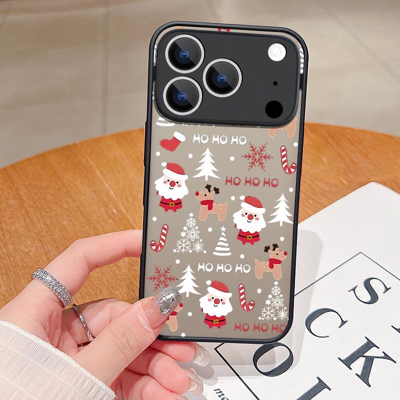 

Мультяшный Чехол для Телефона Рождественская Елка Дед Мороз для iPhone 17 Pro Max Funda iPhone 16 Pro Max 13 15 14 Air 16e Матовый ТПУ Чехол Подарок iPhone 17 Pro Max синий