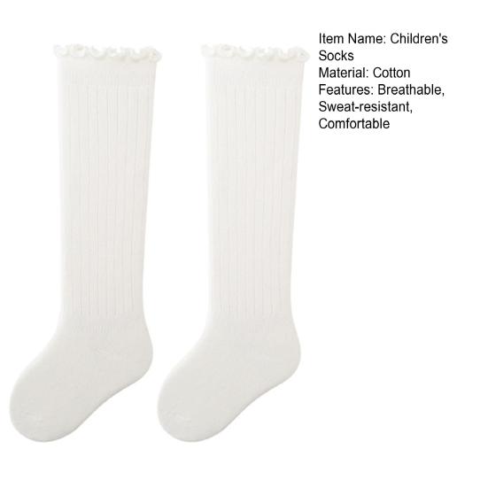 1 Pair Baby Long Knee-High Socks for Spring & Fall Soft Skin-Friendly Cotton Socks Breathable Anti-Slip Fungus Resistant Kids Socks