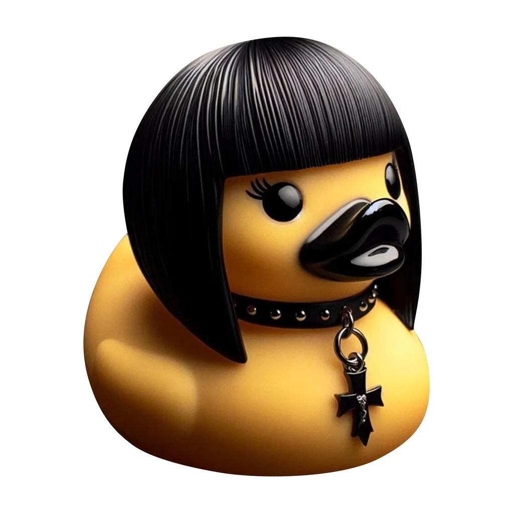 Goth Satanic Duck Gothic Cyberpunk Aviator Resin Punk Ducks Statue Novelty Rock Ducky Ornaments Rock and Roll Halloween Decor