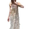 3D Floral Lace Beaded Strappy Backless Long Dress - Early Spring Collection