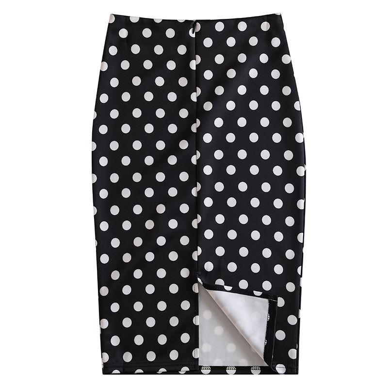 Summer Print Elegant Pencil Skirt Women  High Waist Knee Length Skirt Female
