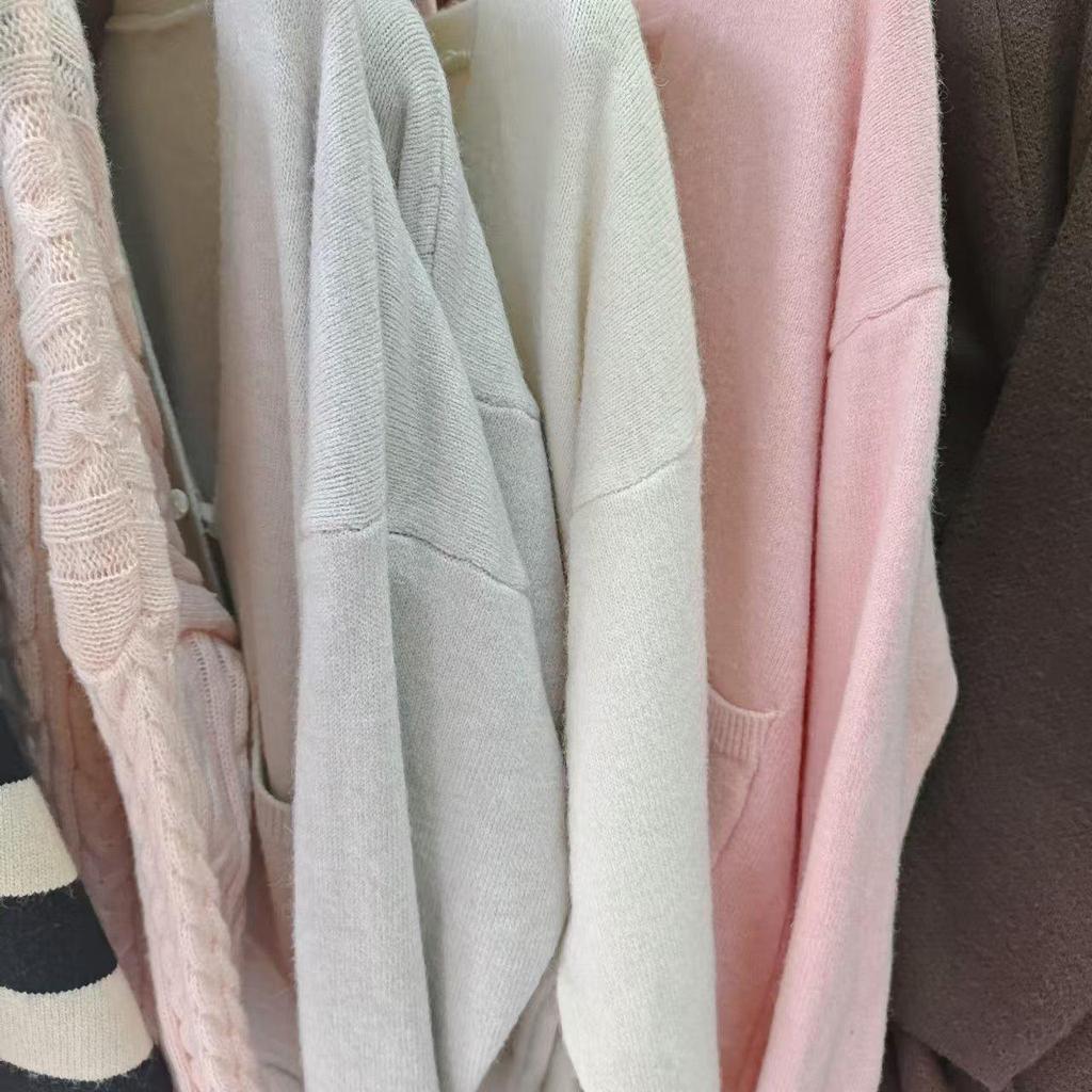 Damen Übergröße Hornknebel Strickjacke - 2024 Herbst/Winter Lockerer Oberbekleidungs Pullover Mantel