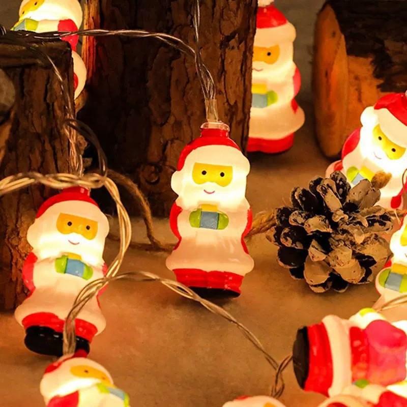 LED Christmas Decorative Light String With Santa Claus Snowman Figures USB Powered Tree Home Party Holiday Decoration