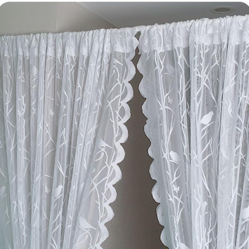 Sturdy Lace Window Panel Breathable Dustproof Designs Easy Installation Home Decoration