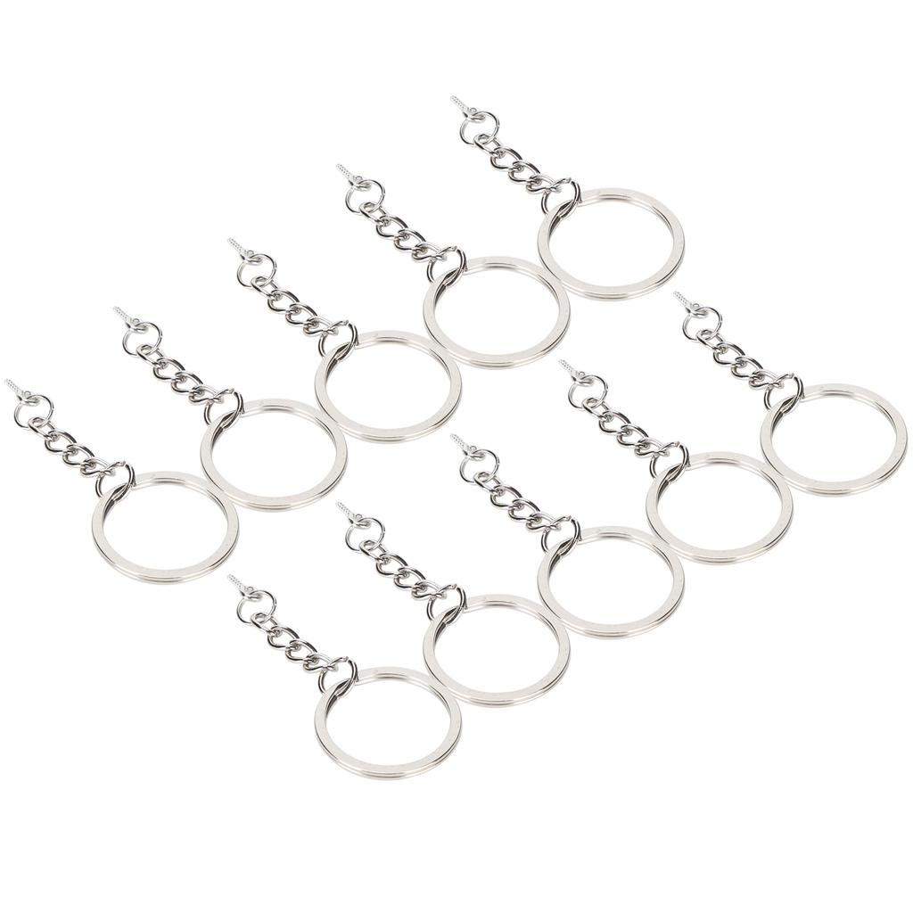 10pcs Key Ring Alloy Key Chain Ring Parts with Screw Eye Pin Connector DIY AccessoriesSilver 28mm / 1.1in