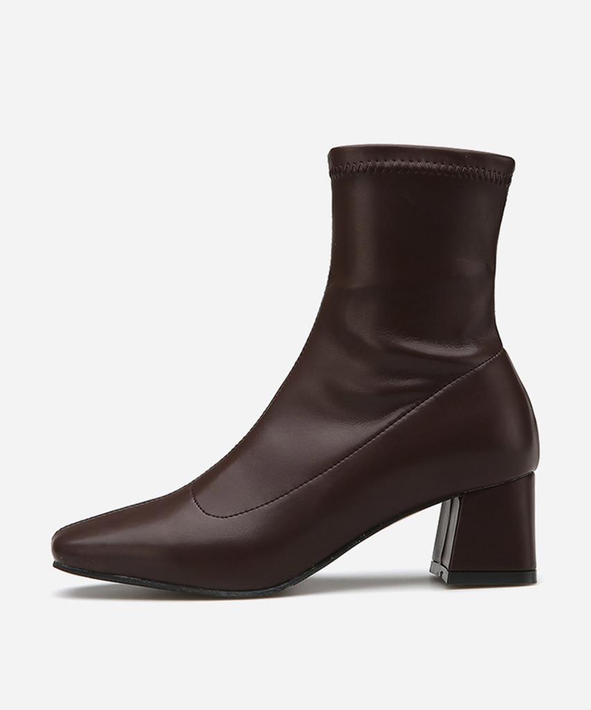 Salt And Chocolate Square Toe Stretch Sock Ankle Boots 412146001 (5.5Cm/3 Colors)