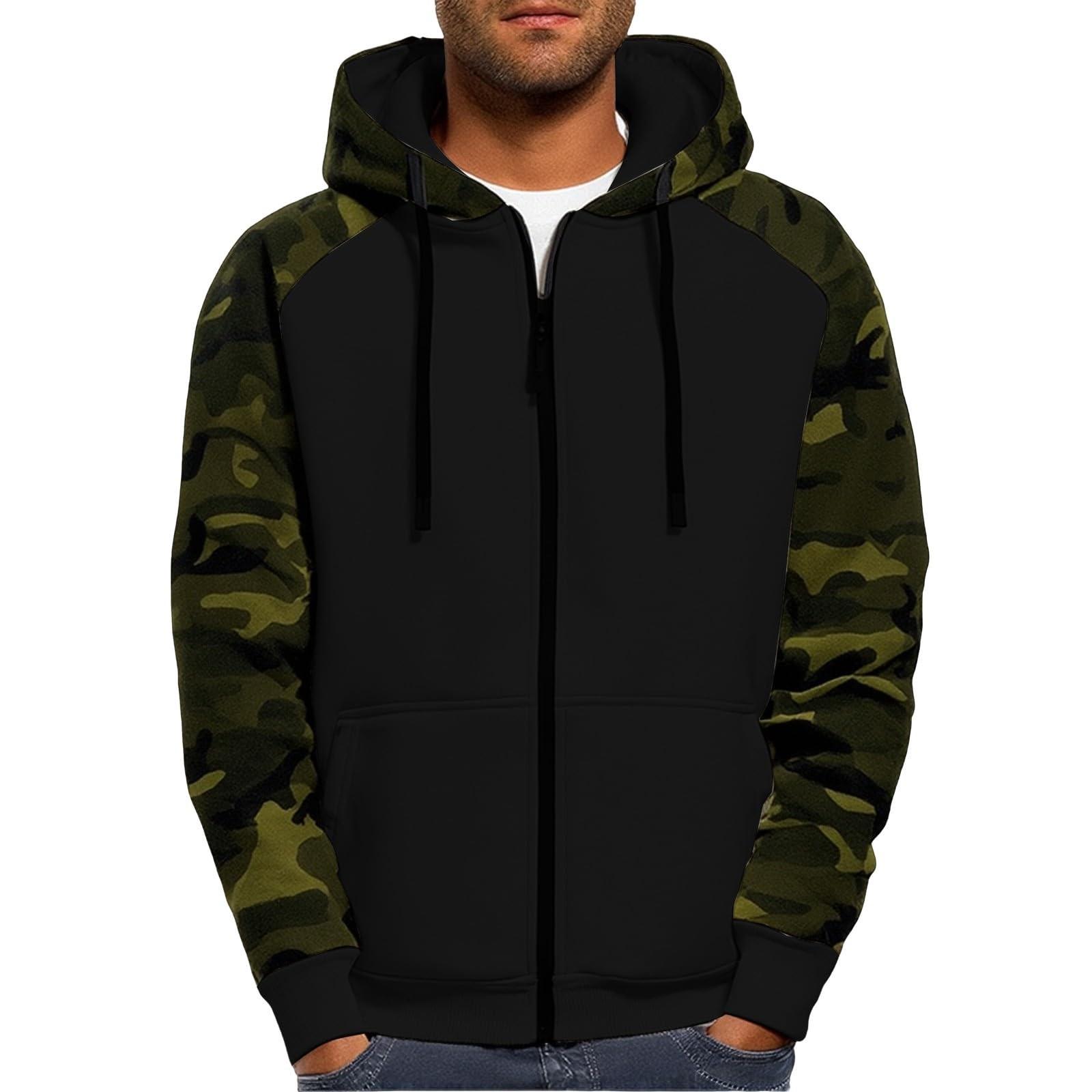 Men s Fashion  Sweatshirt Loose Fit Midweight  Hooded Jacket Fall Winter Casual  Long Sleeve Coat L