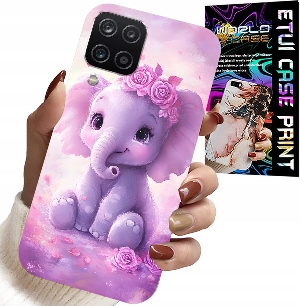 Etui Do Samsung A12 / M12 - Słodki Słonik Na Różowym Tle Case +Folia