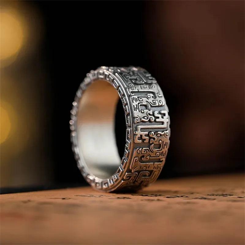 2026 Tai Kui Drachenmuster Xiang Ring Guochao Yunchi Element Zarter Ring Retro Premium-Gefühl