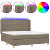 Sommier à lattes avec matelas et LED - Taupe - 160x200 cm - Tête de lit incluse - 2 places