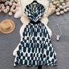 Summer Vintage Women Print Long Dress Elegant V-Neck Sleeveless High Waist A-Line Maxi Vestidos Female New Fashion Robe