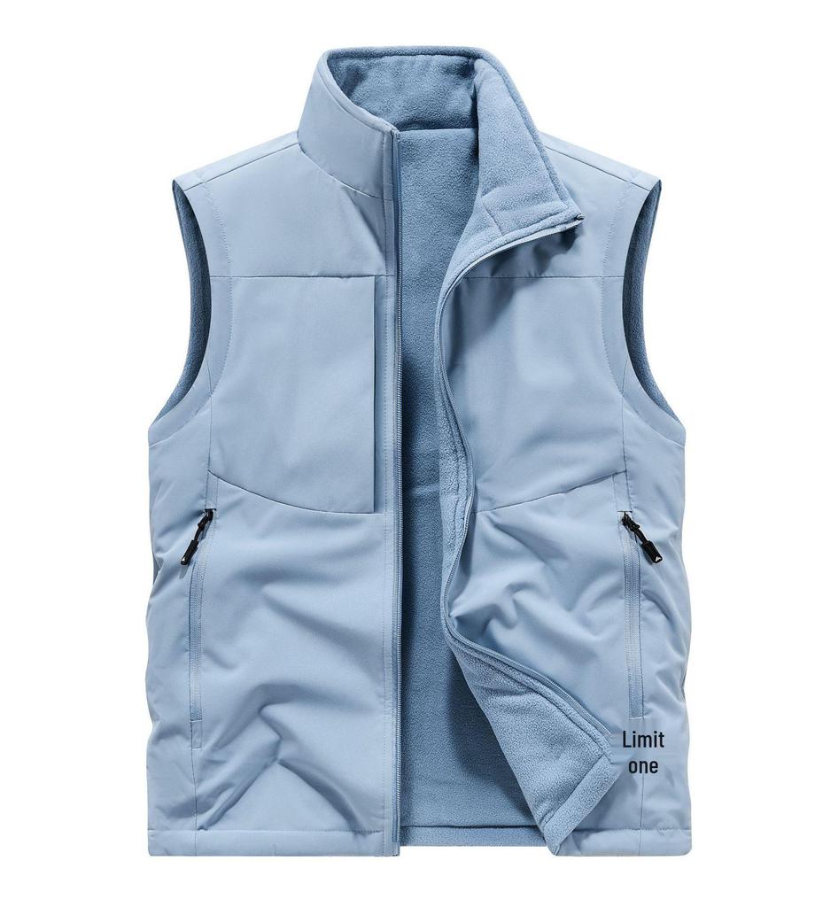 Men's Double-Sided Plush Winter Vest - 2024 Collection, Sleeveless Outerwear, Casual & Warm (Model 8822A)