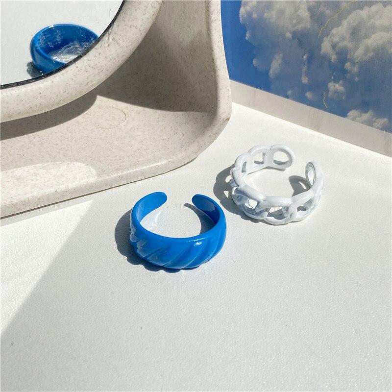 17KM Mode Geometrische Bunte Tropfen öl Ringe Set Für Frauen Mädchen Candy Farbe Metall Hand Bemalt Ringe Geschenke Schmuck