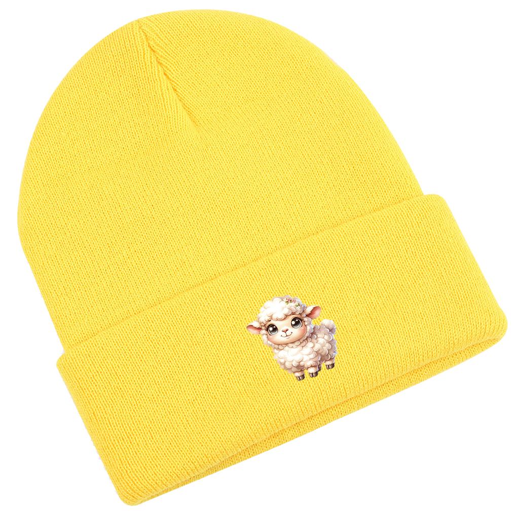 Unisex Winter Hats Knitted Hat Beanie Cute Sheep Print Woman Cap Simple Cancer Chemo Knit Cap Beanie Perfect For Mountaineering