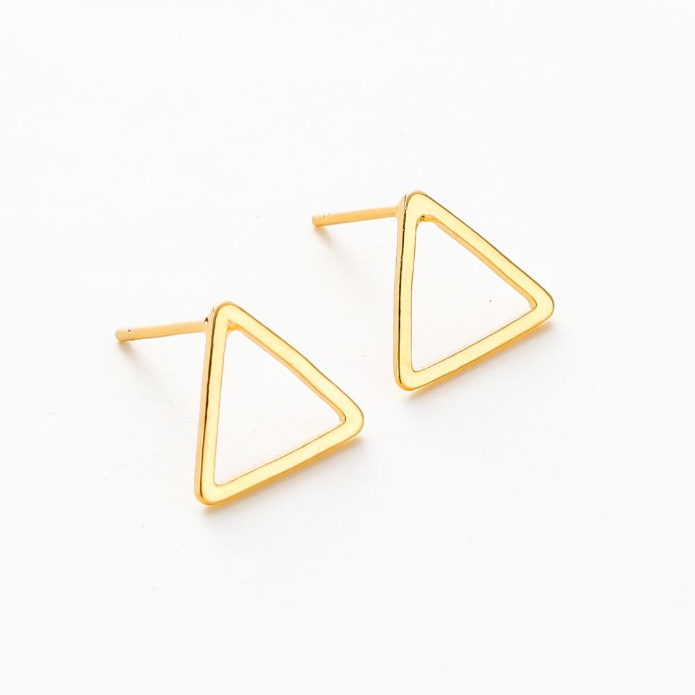 10PCS 14K 18K Gold Plated Brass Earring Triangle Hollow Shape Stud Earrings Hook For DIY Jewellery Making Supplies