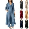Women's 3-Piece Set: Long Sleeve Neck Top, Long Cardigan and Pants for Spring Fall
