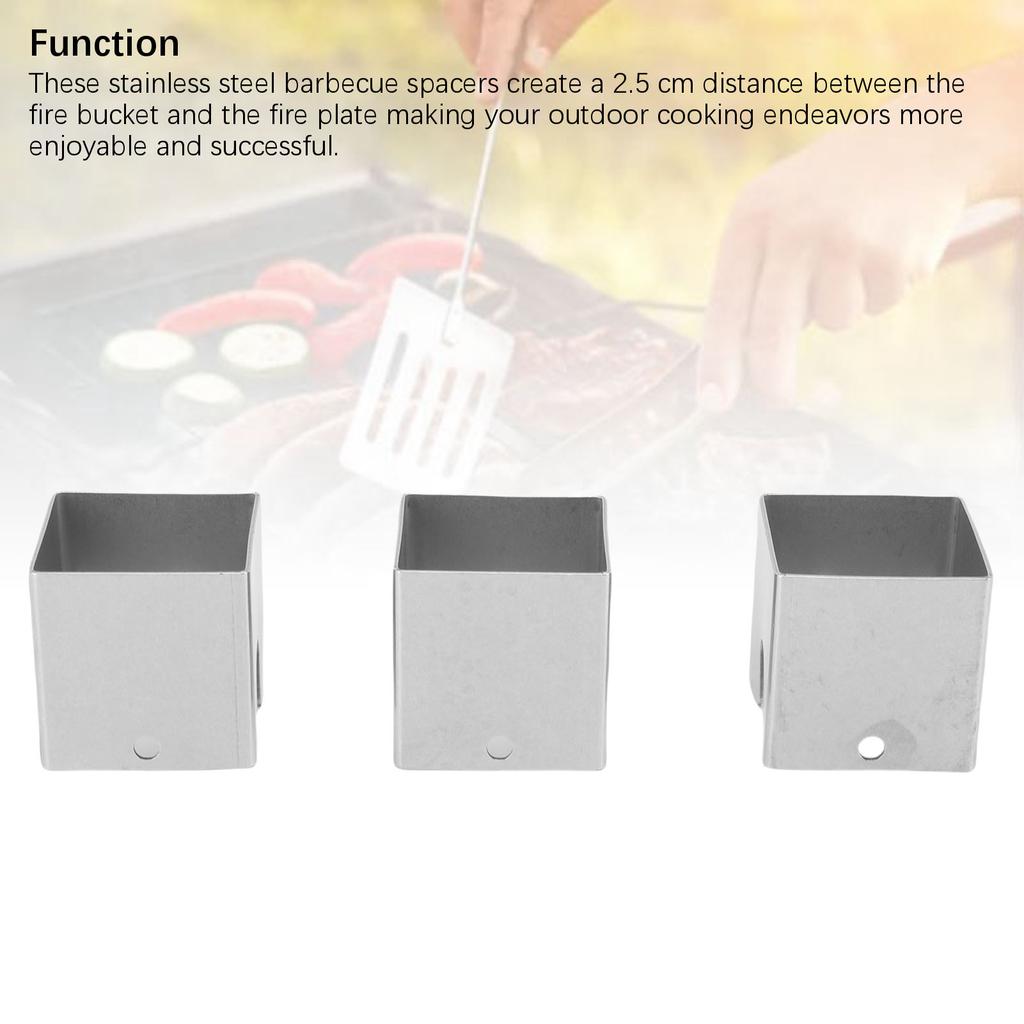 3 Stück Universelle BBQ Abstandshalter Edelstahl Feuerfest Grill Hitzeverteiler Abstandshalter für BBQ Eimer und Pfanne