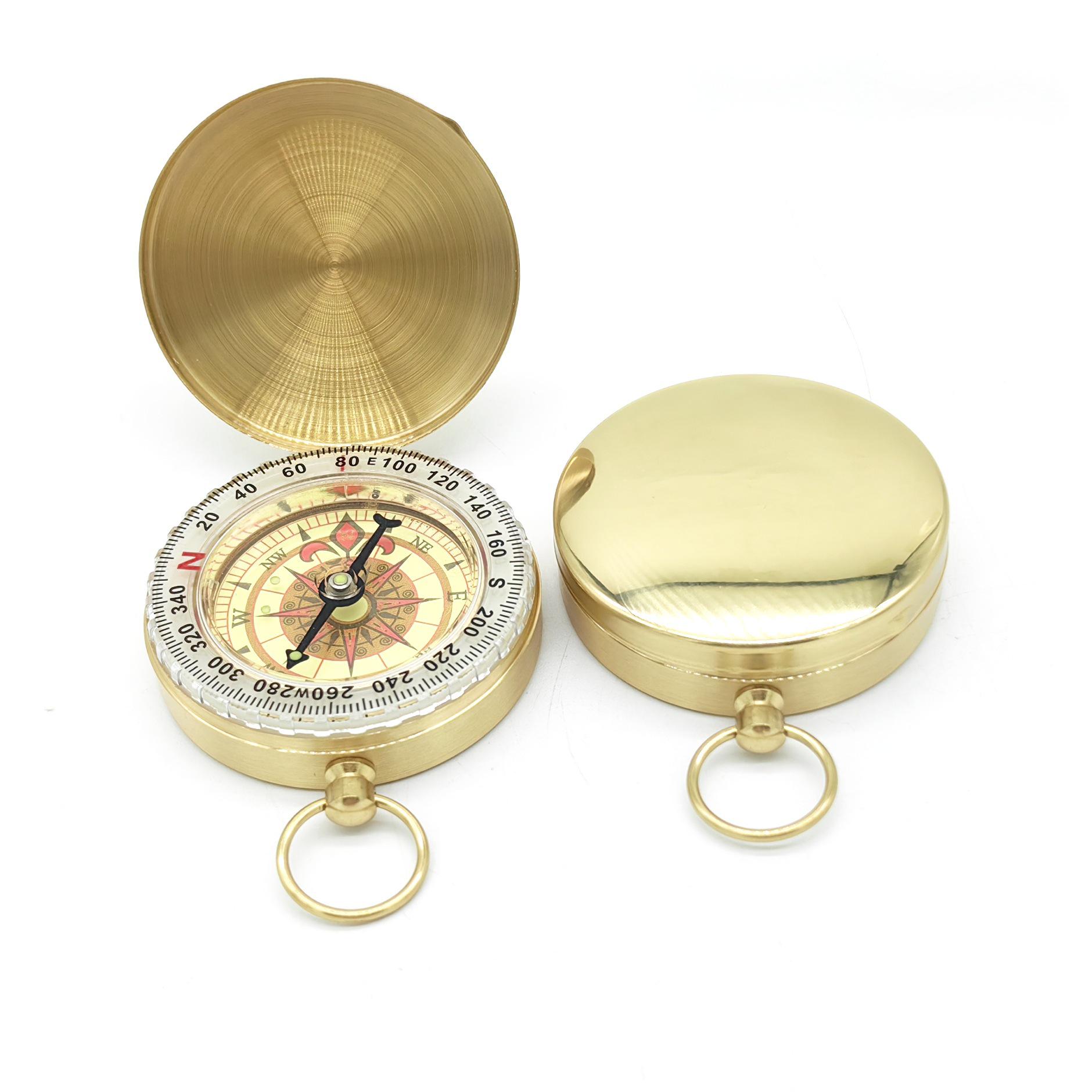 Gold Pocket Watch Luminous Multi-function Outdoor Compass