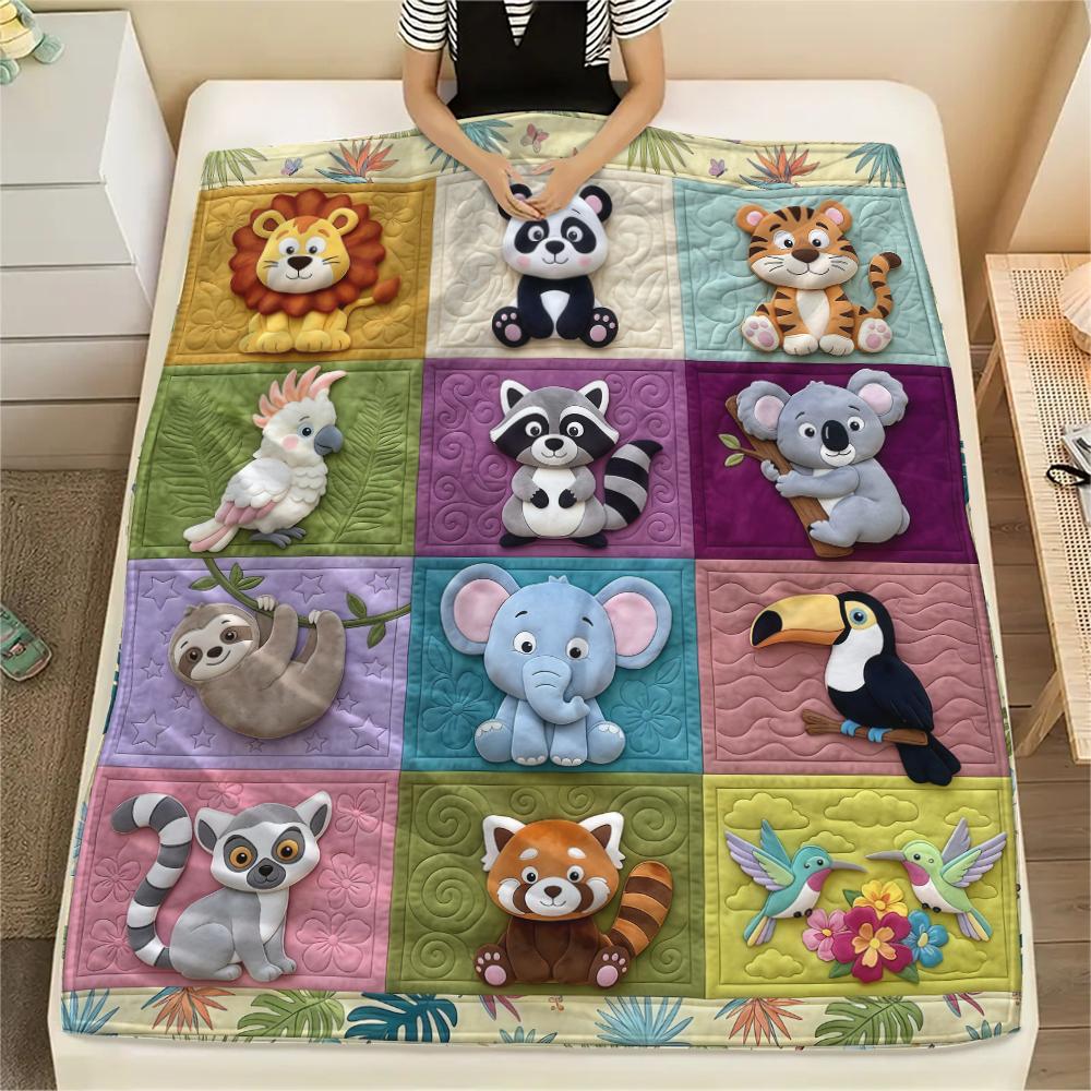 Fabric animal spaceship Print Flannel Blanket High quality Comfortable for All Seasons Home Decor Warmth and Comfort Perfect for Christmas Gifts