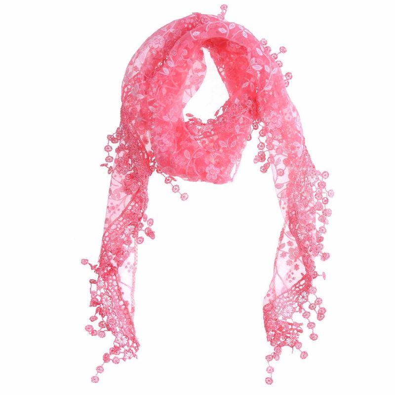 Lace Floral Triangle Scarf Tassel Female Shawl Transparent Breathable Casual Sunscreen Decor Fashion Women Daily Neck Scarves