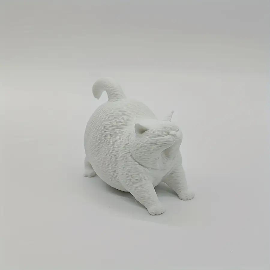 Cute Yawning for cat Statue - White or Black, Compact Desktop Decor for Home, Office, Car - Perfect Gift for Cat Lovers