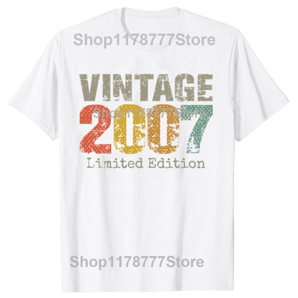 18 Year Old Gifts Vintage 2007 Limited Edition 18th Birthday T Shirts Streetwear Mens Fashion Casual Loose Oversized T Shirt