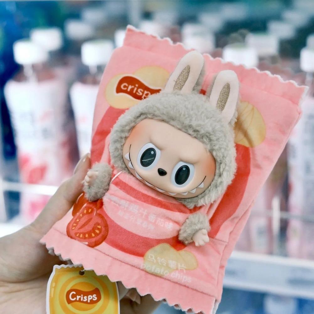 For 15cm Labubu The Monsters Figure Doll Potato Chip Packaging Clothes Cartoon Heartbeat Macaron Clothes
