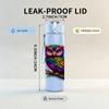1PC Colorful Owl Bird Art Portrait Print 750ml Color Plastic Sports Water Bottle Leakproof Flip Straw Lid Suitable for Sports Office Home Use