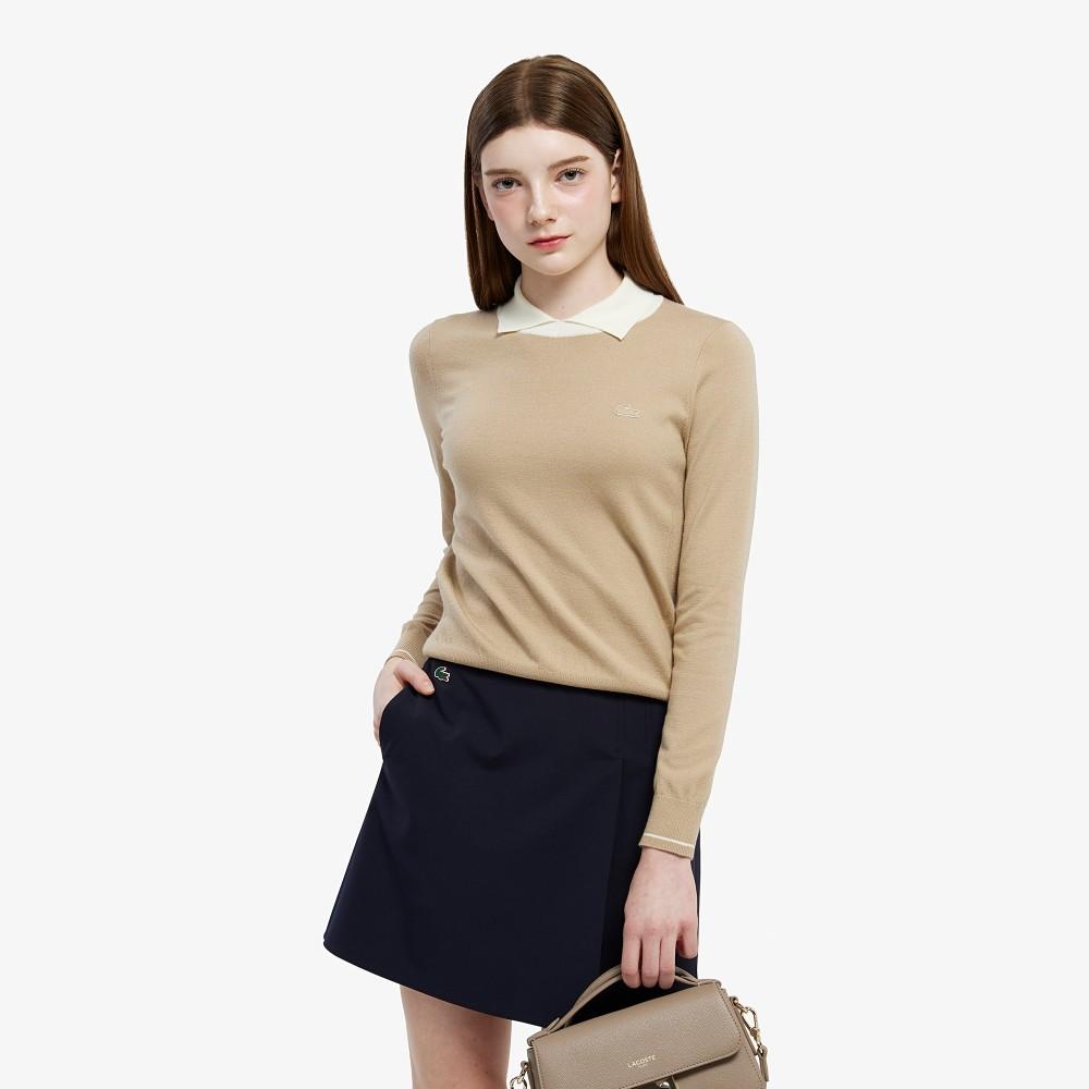 [Lacoste] Women s Contrast Collar Sweater AF814E-55N02S 34
