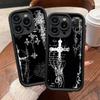 Gothic Cyber Sigil Cross Phone Case For iPhone 17 16 15 14 13 12 11 Pro Max 16E Plus INS Soft Cover