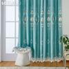 1PC Exotic Luxury Semi Blackout Blue Embroidered Blackout Curtains for Living Room Bedroom Home Decor LOZUJOJU