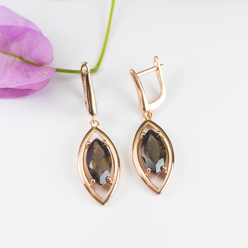 Natural Smoky Quartz Clasp Earrings MQ 14*7mm 925 Sterling Silver Rose Gold Fine Jewelry for Women Birthday Chrismas Gift