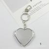 Flip Folding Mirror Keychain Travel Pocket Mirror Key Ring Metal Elliptical Heart-Shaped Mirror Anti-Lost Phone Camera Pendant