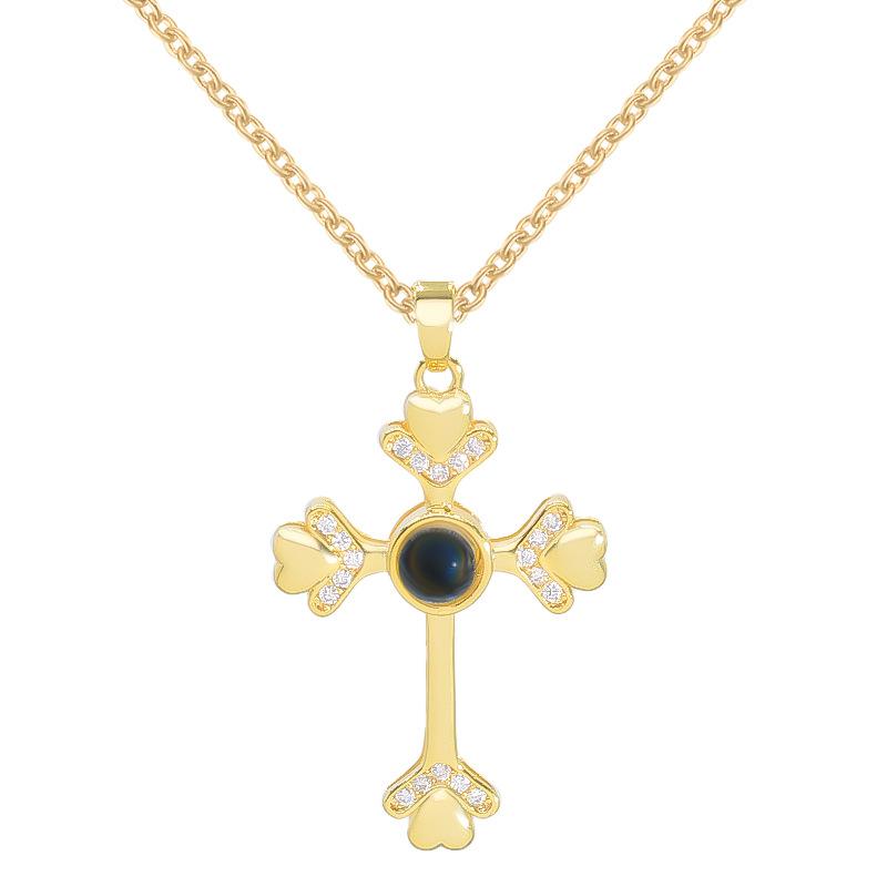 100 Languages Projection Necklace Female Personality Versatile Retro Micro-Set Pendant Exquisite Collarbone Chain