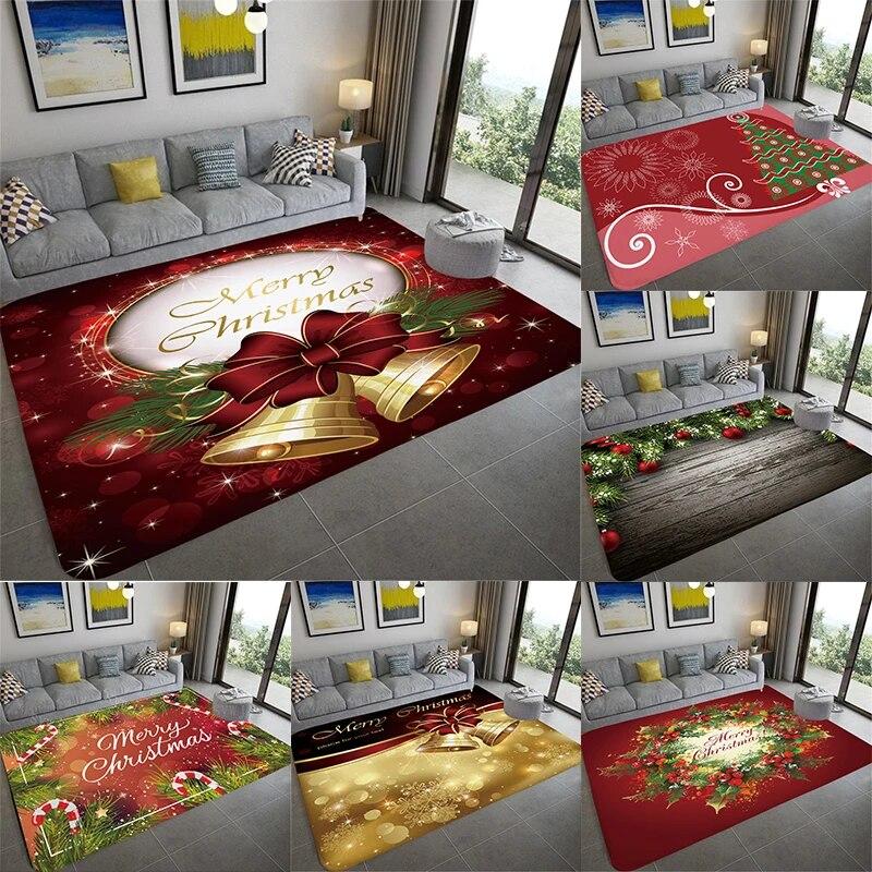 

Рождественский ковер для украшения дома, ковер с красной лентой, ковер с колокольчиком, большой ковер для гостиной, спальни, кухни, ванной комнаты, нескользящий коврик