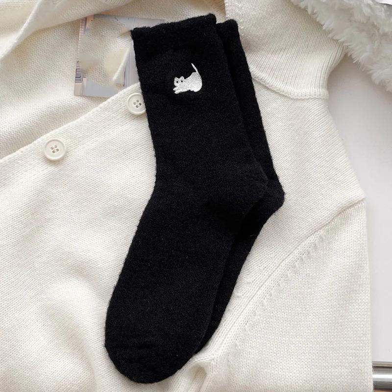 Premium Feel Cute Cat Cozy Hairy Mink Velvet Socks Autumn Winter Hosiery Thickened Plush Warm Sleep Home Fluffy Socks
