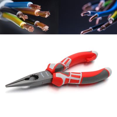 Electrician Cable Wire Cutter Pliers 7/8inch Long Nose Pliers Cutting Stripping Crimpping Hand Electrician Repair Tool