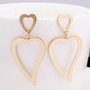 Heart Drop Earrings for Women Hollow Geometric Statement Pendants Hanging Earrings Uneven Alloy Dangle Earrings Boucle D'oreille