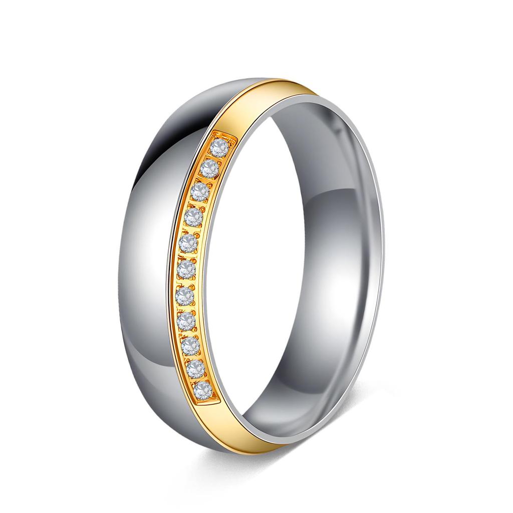 Anillos a juego para pareja japonesa y coreana: Acero Inoxidable con Diamantes Incrustados
