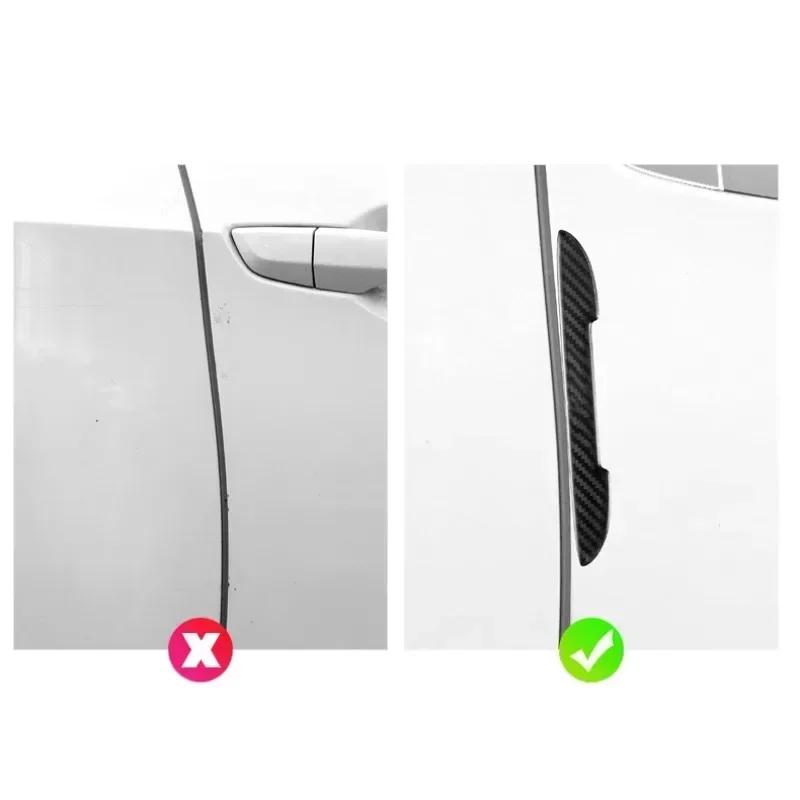 4/8pcs Car Door Protective Sticker Strip Carbon Fiber Look Anti-Collision Protector Car Door Edg Scratch-resistant Stickers
