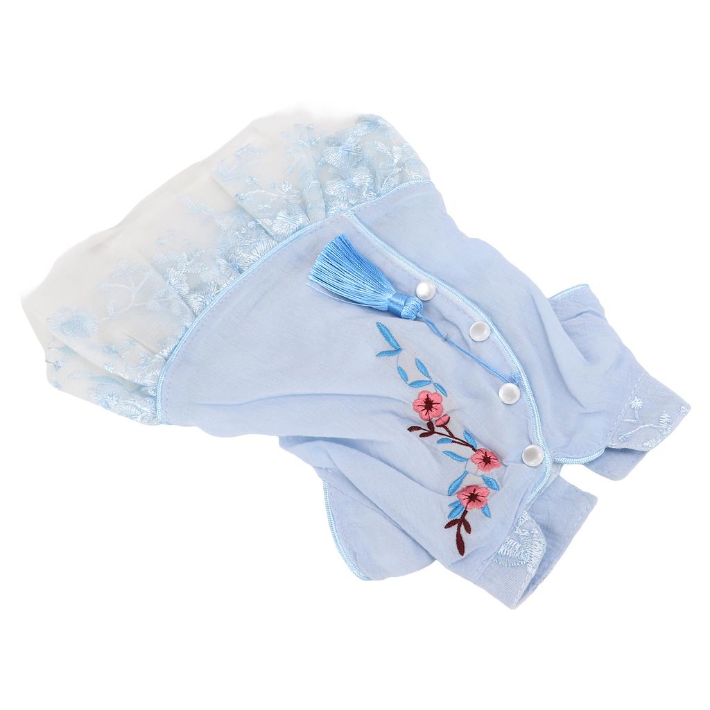 Pet Chinese Style Hanfu Skirt Soft Elegant Breathable Little Pet Pettiskirt for Pets DogsBlue S