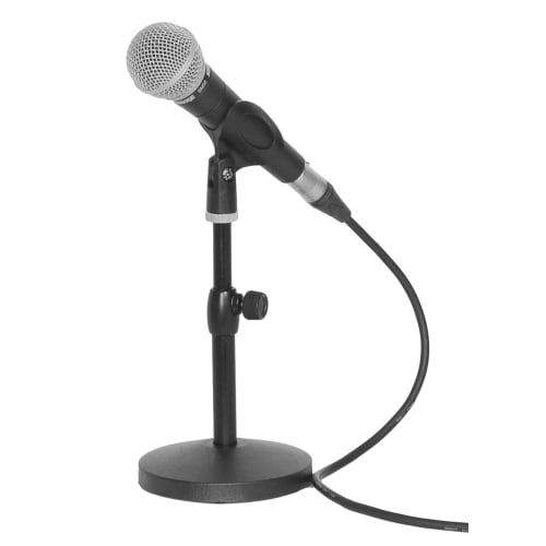 KC MDS-1500/BK Adjustable Height Desktop Microphone Stand, Black (Includes Microphone Holder)