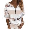 V-Ausschnitt Langarm Elastische Bündchen Pullover Sweatshirt Herbst Floral Gestreift Digital
