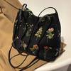 WTEMPO Embroidered Commuter Women's Bags Large-capacity Canvas Bags Casual Fashionable Tote Bags Simple All Seasons Single Shoulder Bags