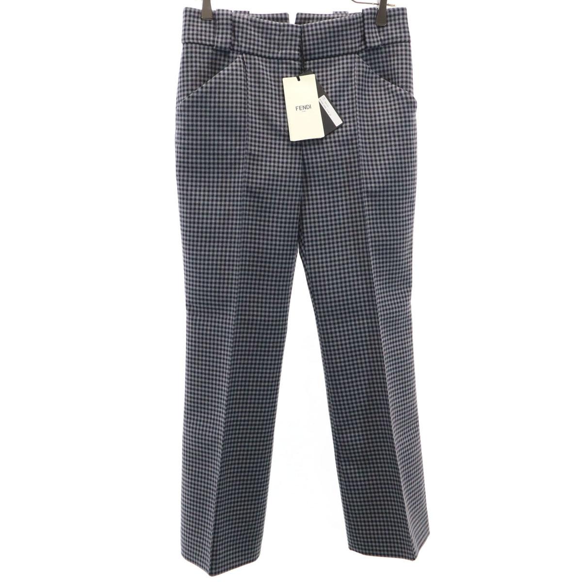 

FENDI made in Italy Gingham check Pantalon Pants 40 Navy Women Used