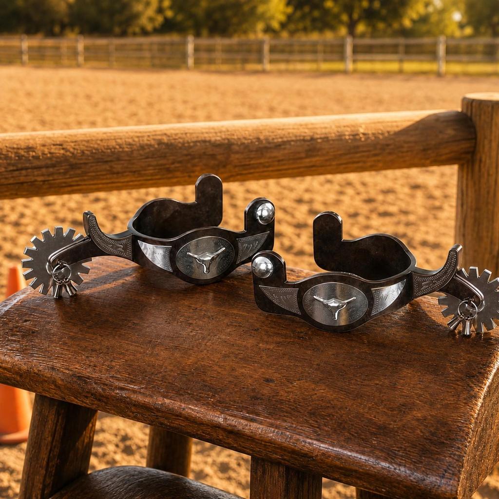 Western Spurs Antique Finish Spur with Rowel for Ranch Workers